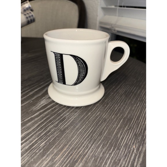 Anthropologie Other - Anthropologie Monogram Initial Coffee Cup Shaving Mug Letter "D" White/Black EXC